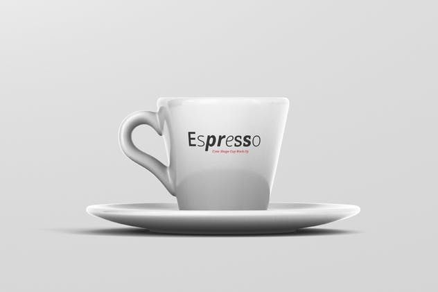 逼真咖啡杯马克杯样机模板 Espresso Cup Mockup – Cone Shape插图(4)