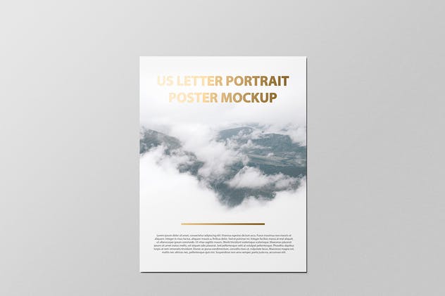 美国信纸规格海报传单/信头样机 US Letter Portait Flyer / Letterhead Mockup插图(2)