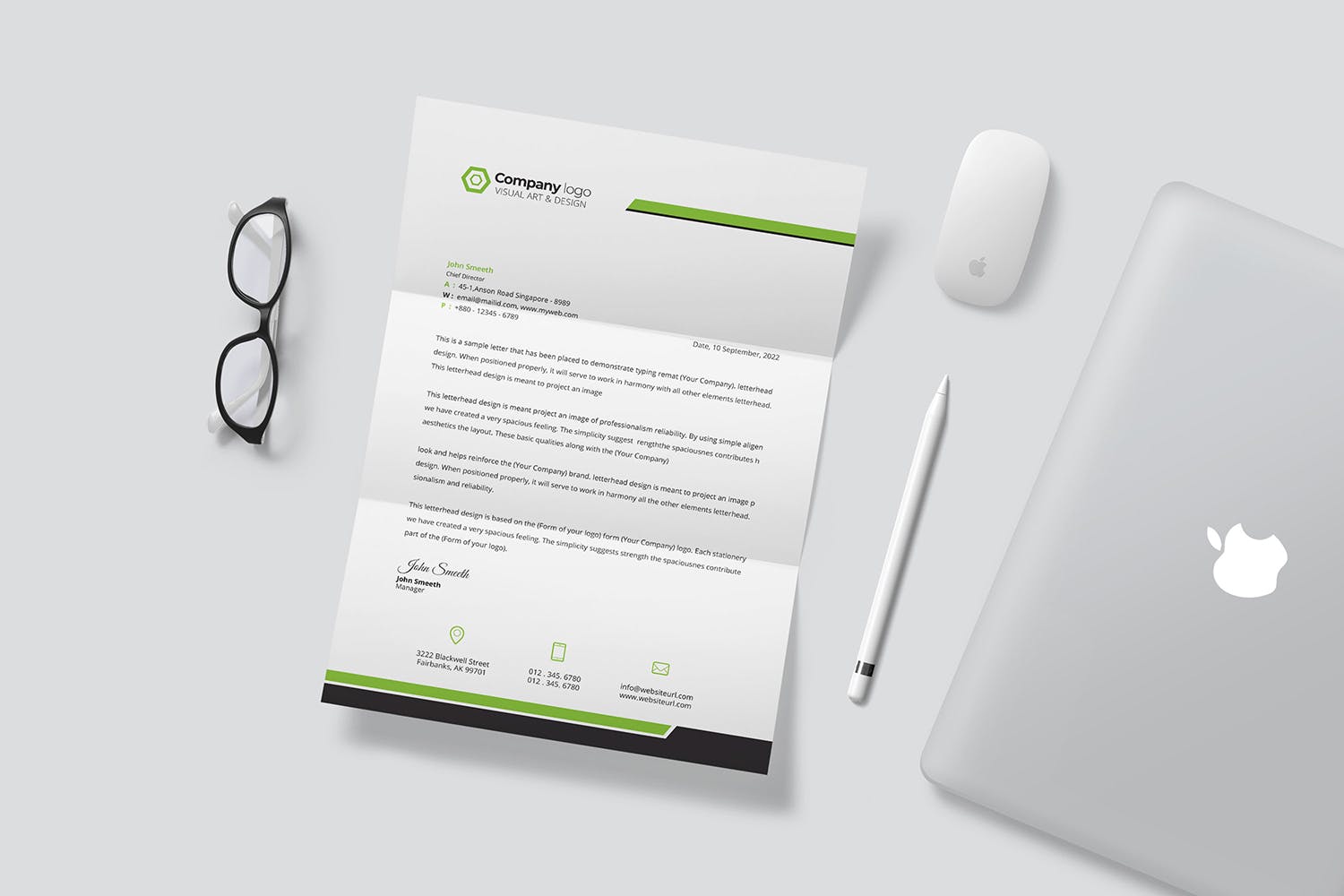 企业定制信纸排版设计模板 Letterhead插图(1)