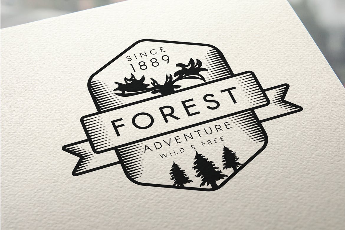 复古森林驼鹿徽章设计模板 Vintage Forest Moose Badge插图
