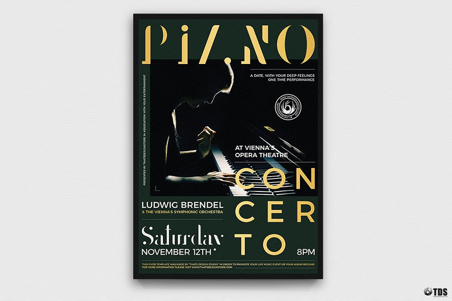 钢琴演奏音乐会海报传单宣传PSD模板V.3 Piano Concerto Flyer PSD V3插图(1)
