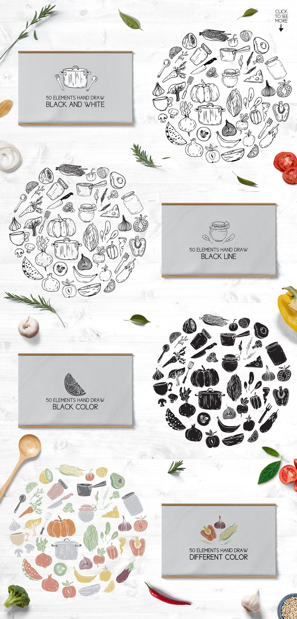 烹饪主题特色矢量图形插图(1)