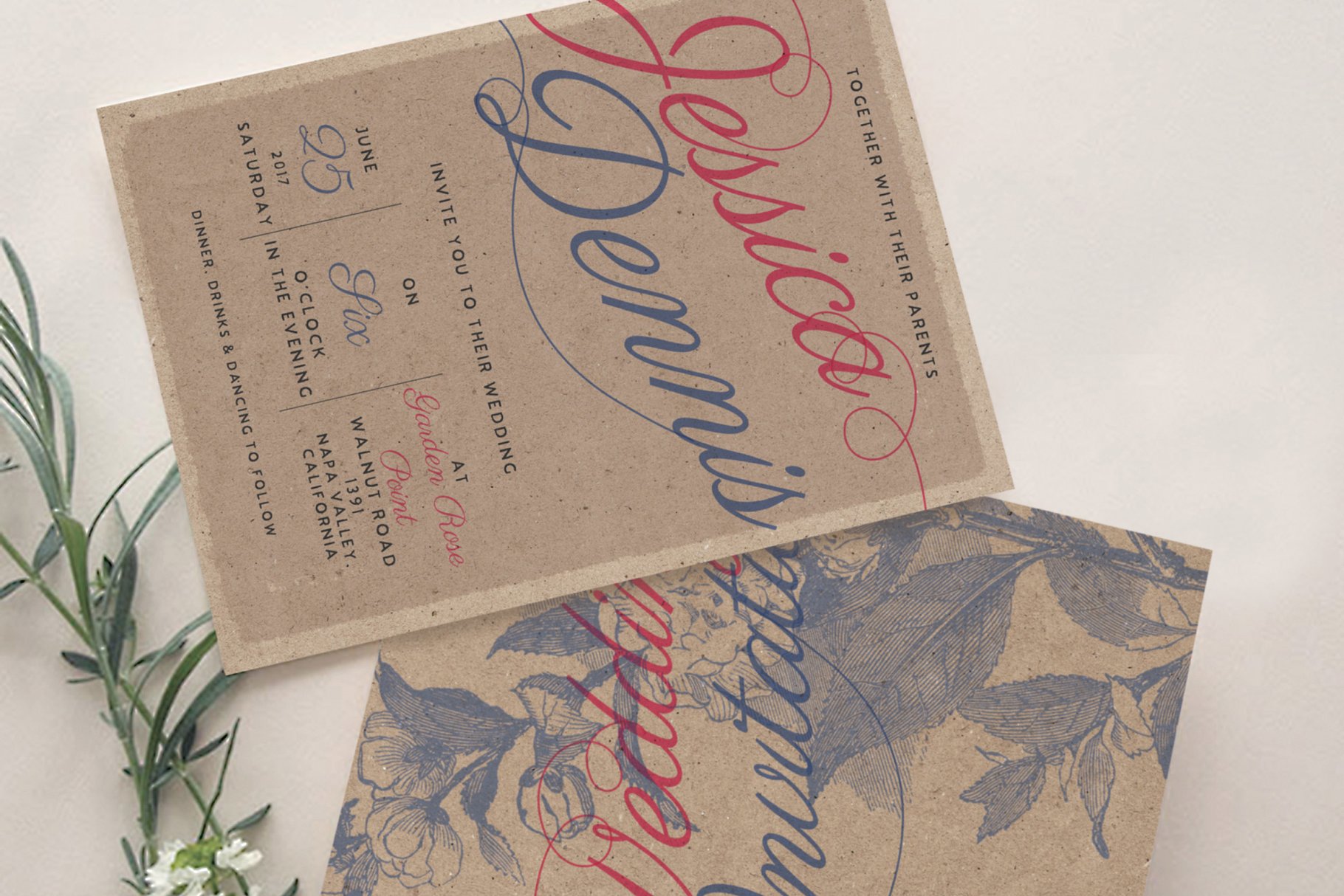 乡村气息婚礼邀请函设计套装 Rustic Wedding Invitation Suite插图