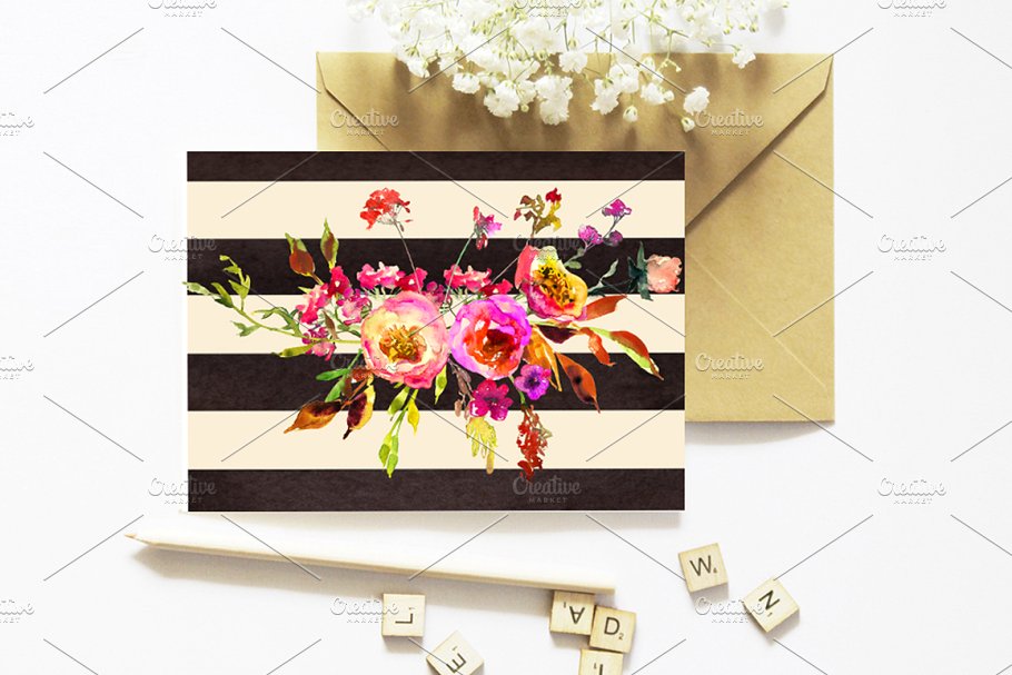 粉色红色花卉水彩剪贴画 Pink Watercolor Florals Clipart插图(16)