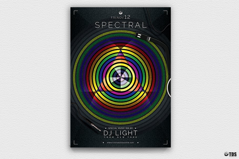 “音乐即光明”音乐派对传单模板 Music is Light Flyer PSD插图(2)