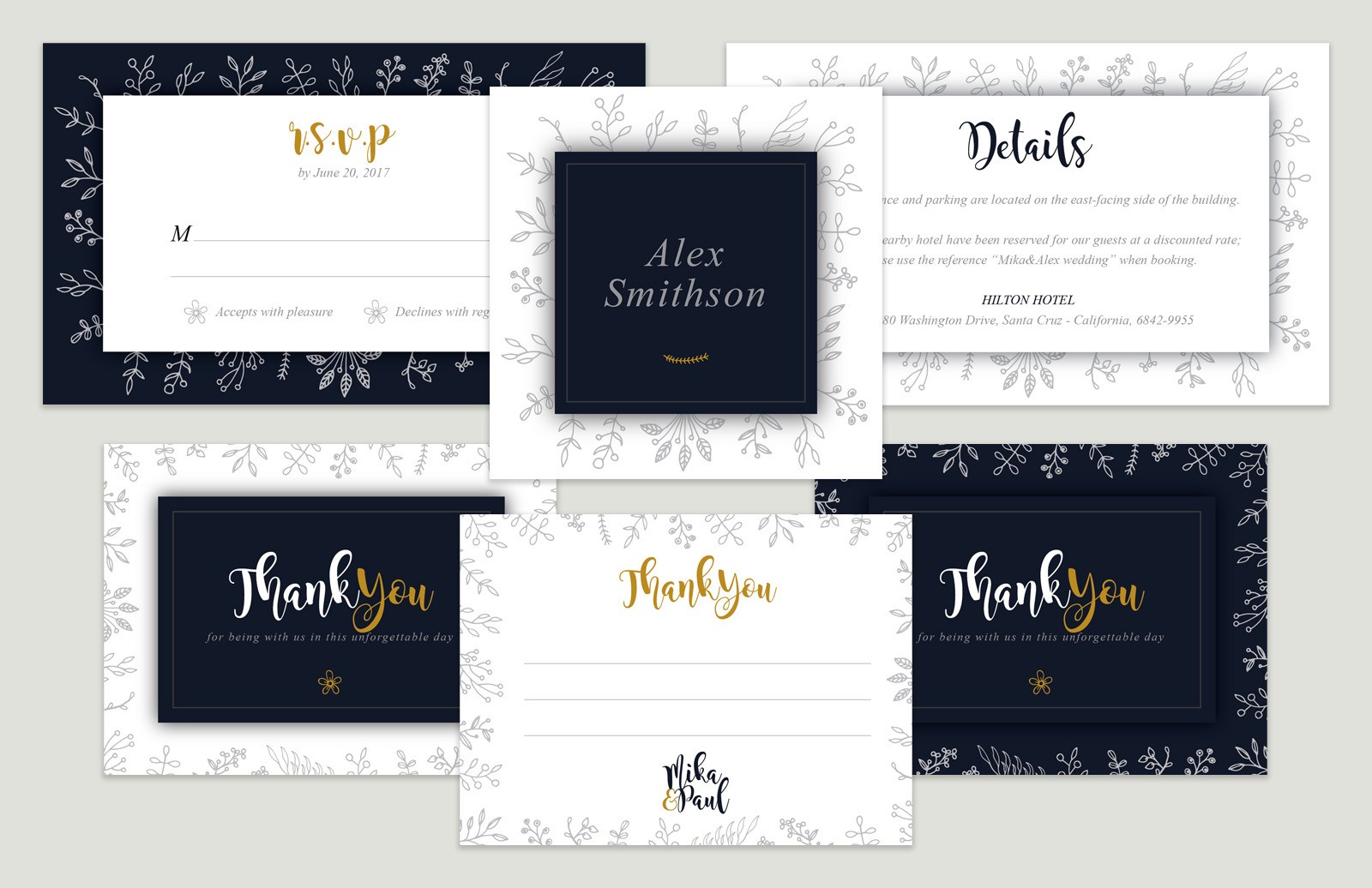 婚礼各类印刷物设计模板 Wedding Invitation Suite插图(2)