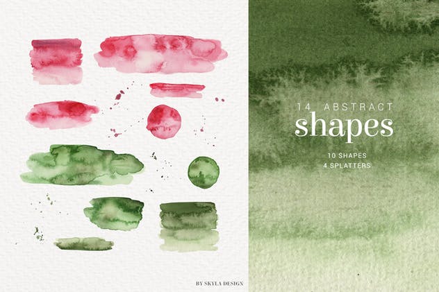 现代玫瑰水彩花卉＆叶子插图素材 Modern Rose watercolor flowers leaves插图(5)