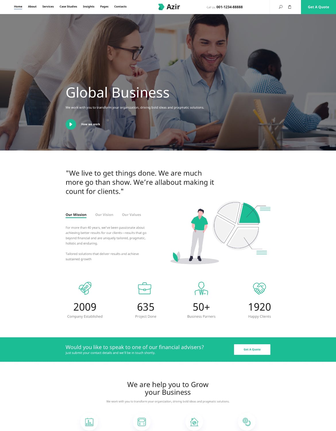 金融财务咨询企业网站设计SKETCH模板素材 Azir | Consulting Finance Sketch App Tempate插图(5)