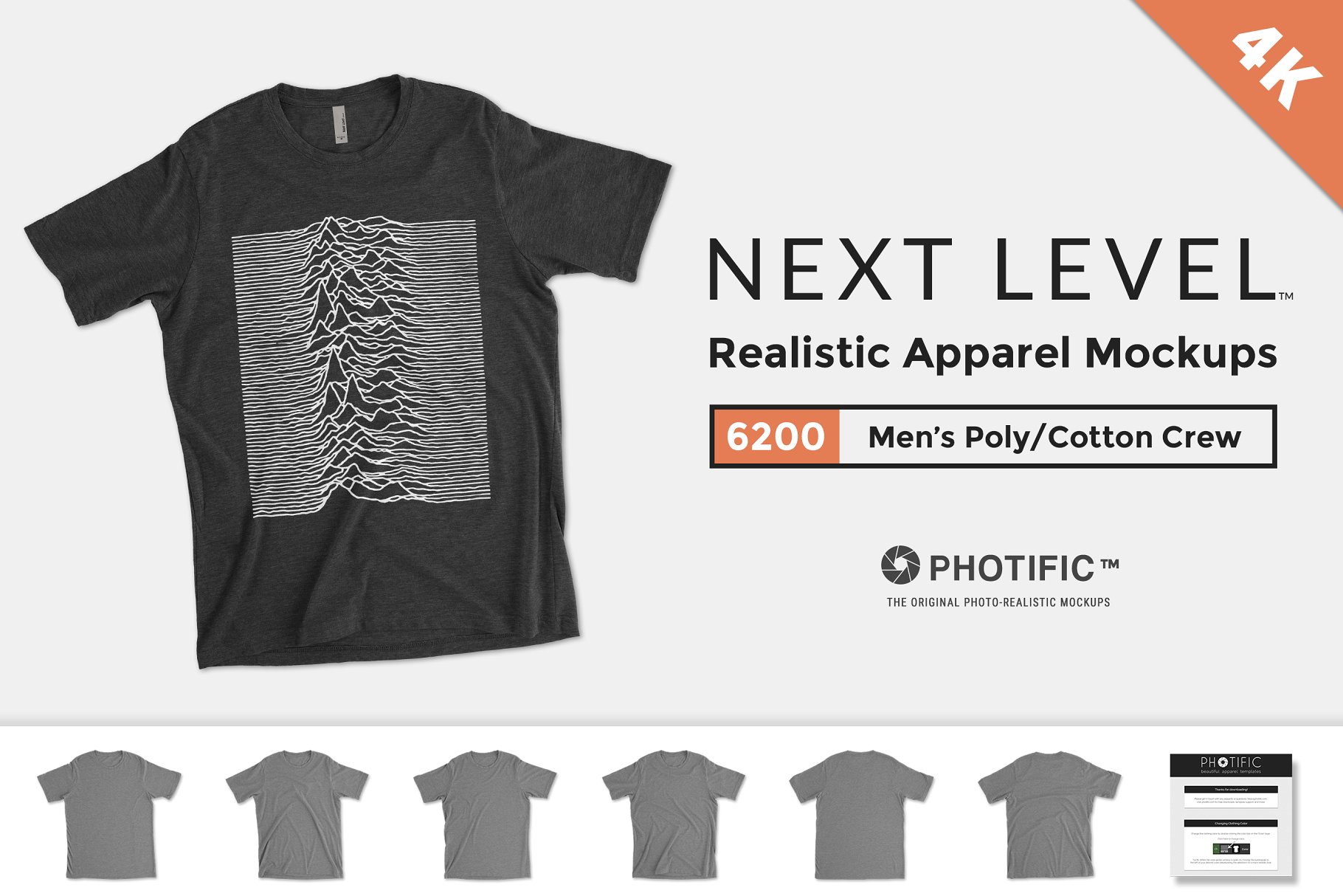 棉织男士T恤样机模板 Next Level 6200 Poly/Cotton Crew插图