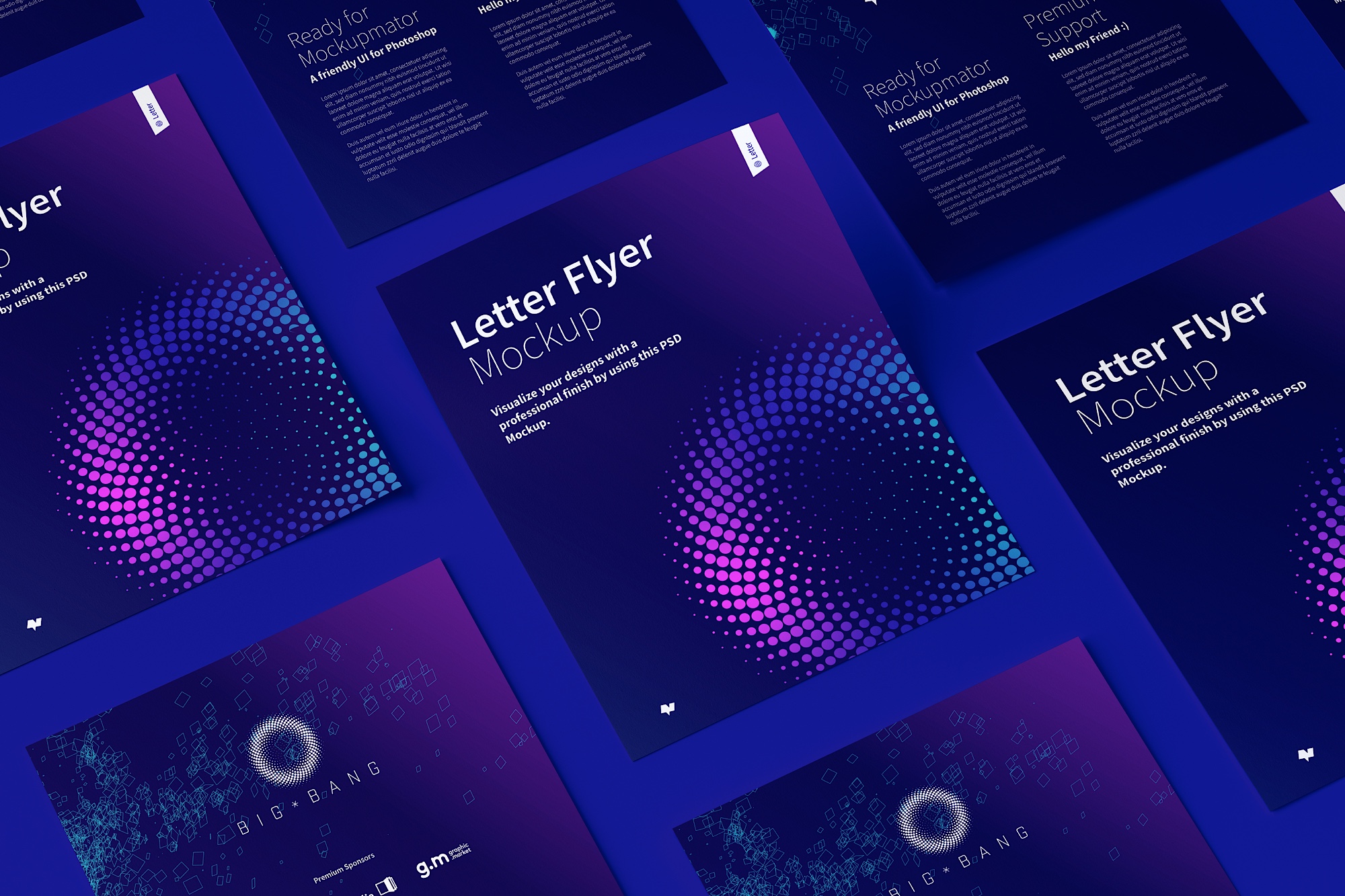 信纸规格传单设计等距样机模板02 Letter Flyer Mockup 02插图(4)