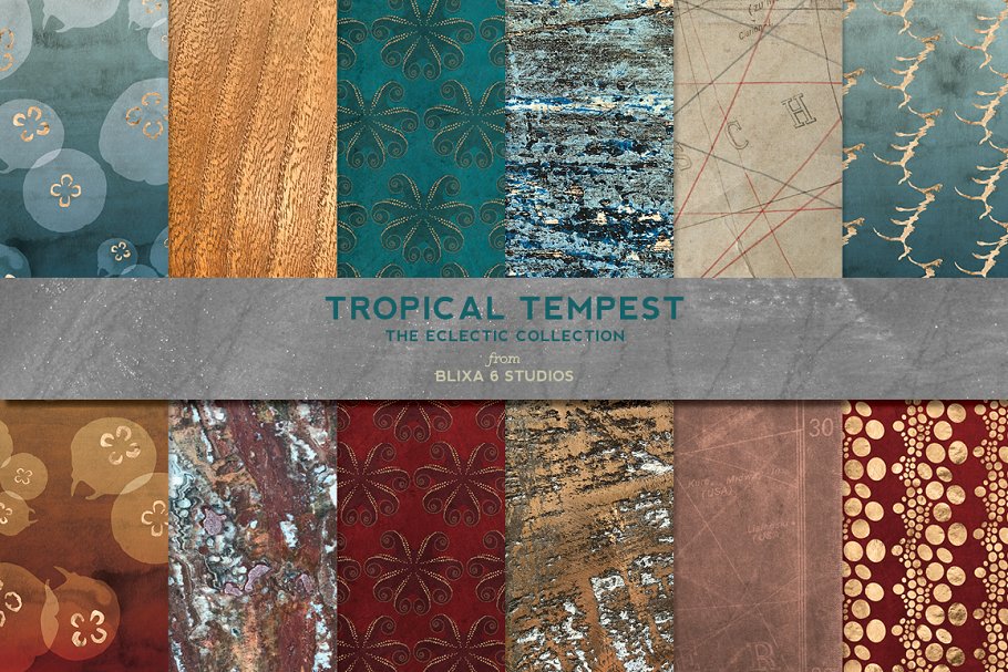 低调奢华玫瑰金图案纹理 Tropical Tempest: Rose Gold Aquatics插图