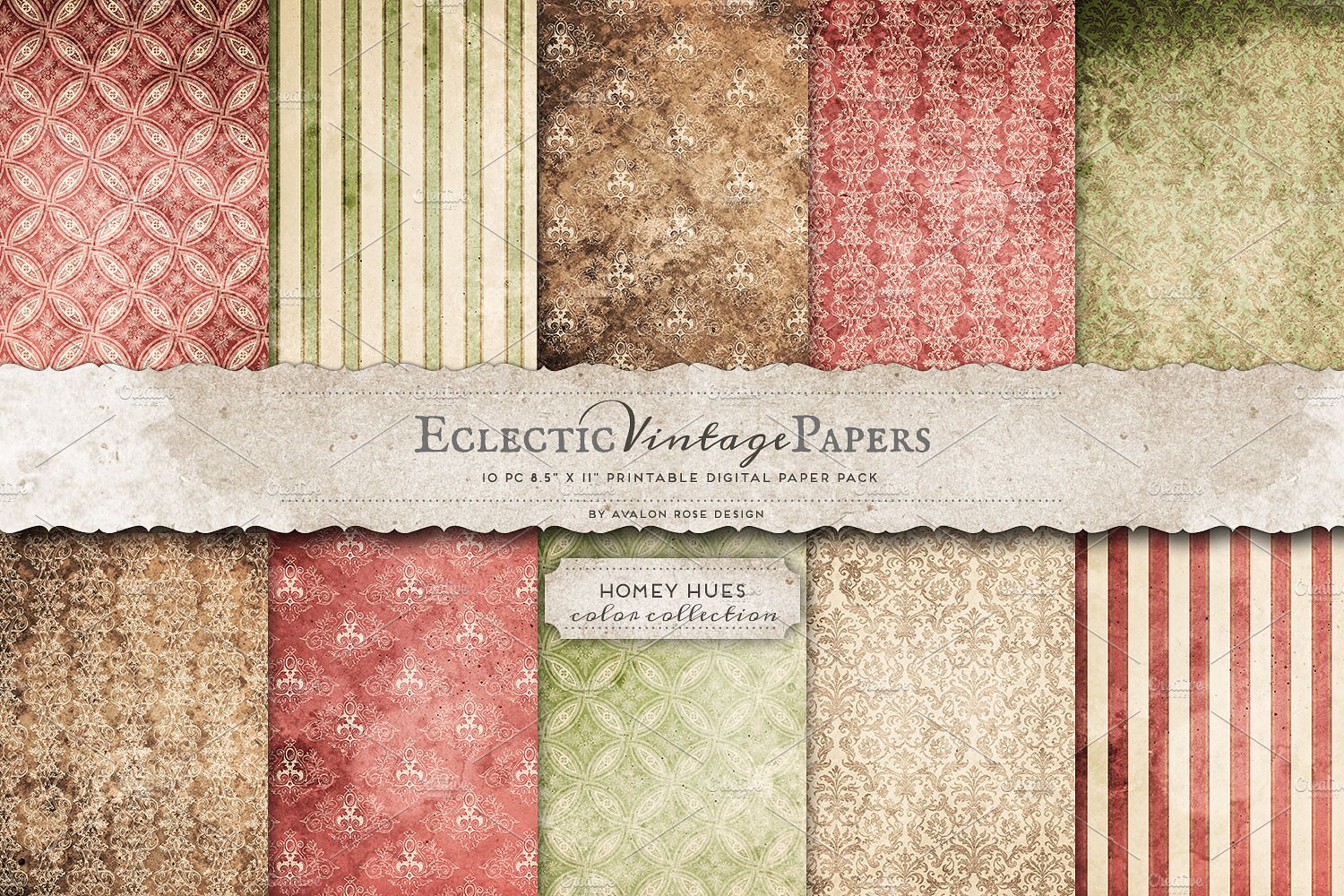 复古古典粉红浅金色调纸张纹理 Printable Papers – Homey Hues插图