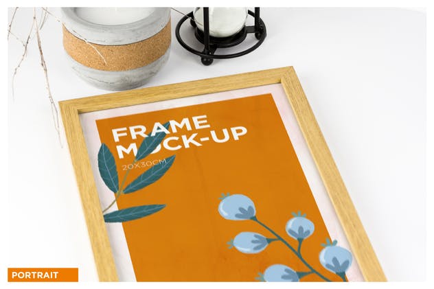 实木画框相框样机模板 Natural Wood Frame Mockup插图(2)