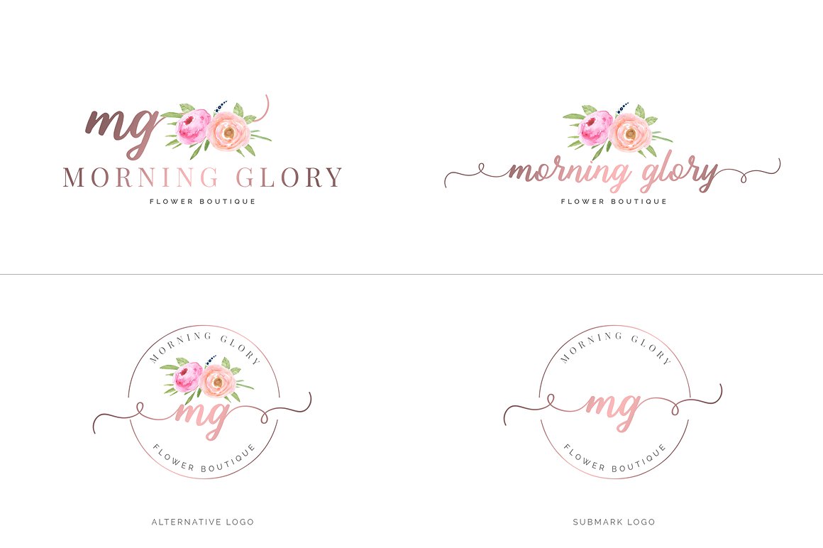 超级水彩风 Logo 设计素材包 Watercolor Premade Branding Logo Kit [模板、纹理&元素]插图(45)