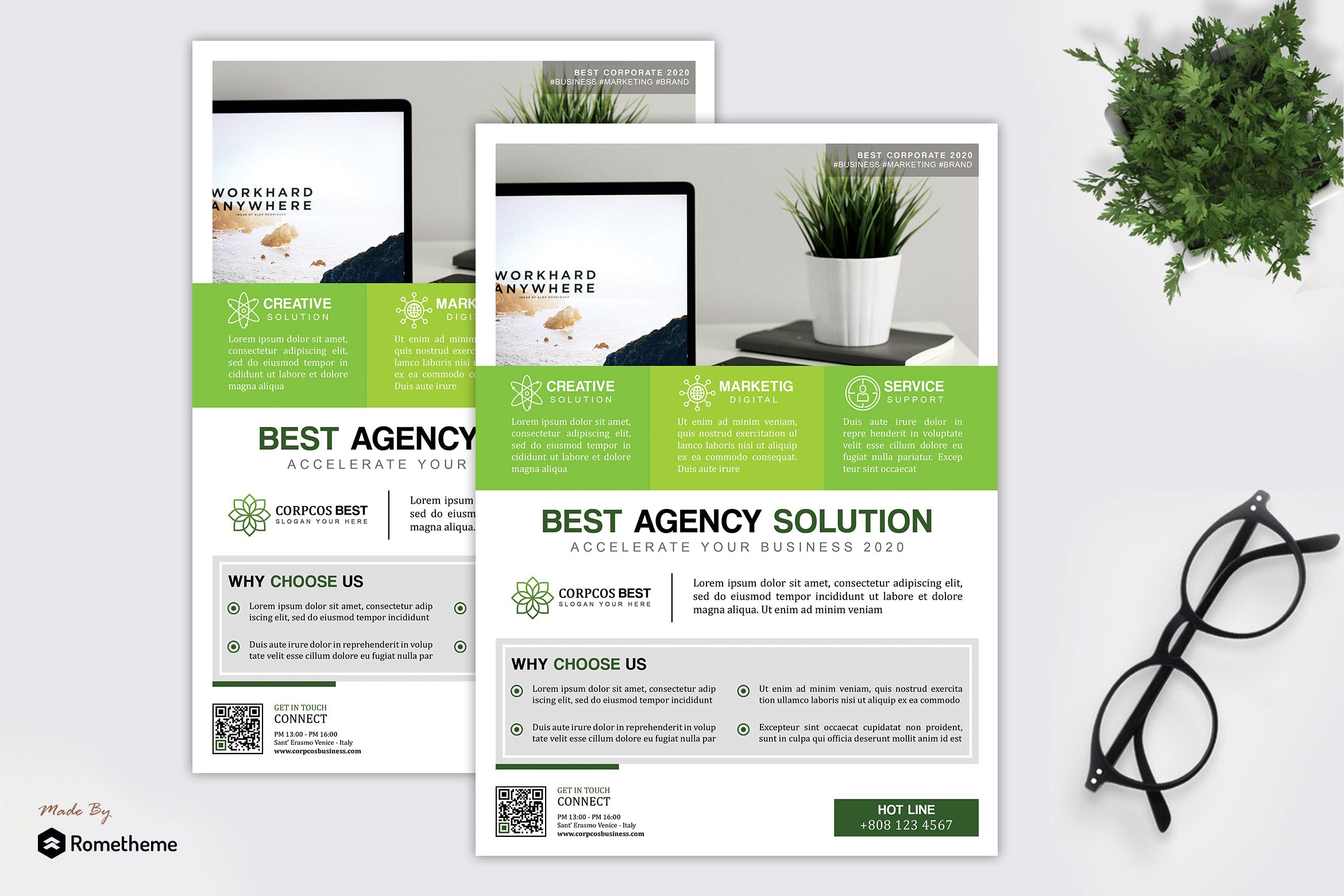 企业简约风宣传单设计模板 Corpcos – Minimal Corporate Flyer HR插图