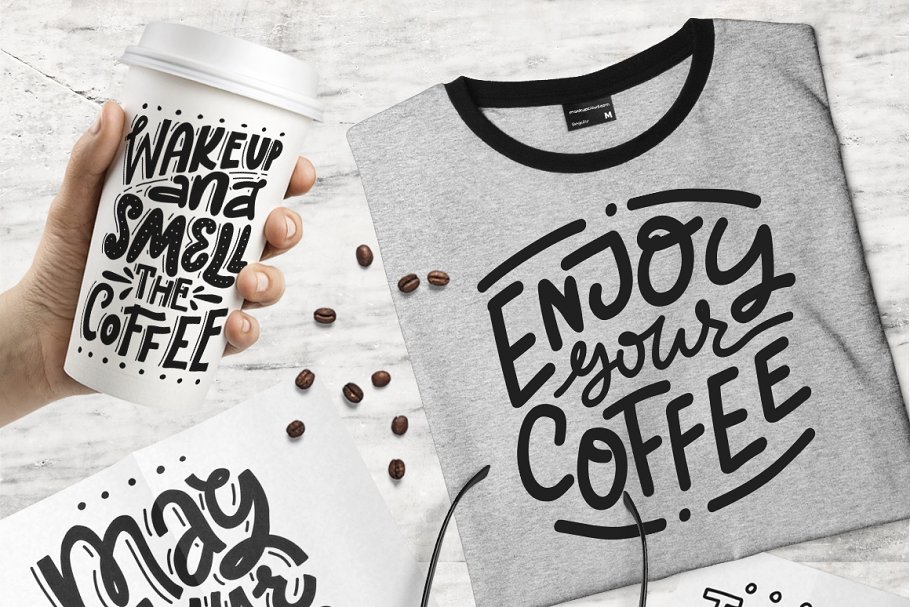 Coffee Lovers一组剪贴画及手绘字体元素插图(4)