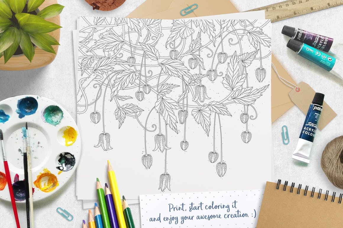 蒲公英线条手绘图案矢量背景素材 Delicate Floral Line Backgrounds插图(4)