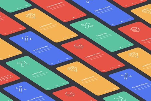 透视视图APP应用设计样机展示模板V1 Perspective App Mockup 1.0插图(2)