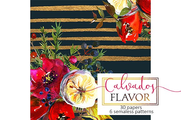 圣诞花饰纸张图案纹理素材 Christmas floral paper pattern pack插图(14)