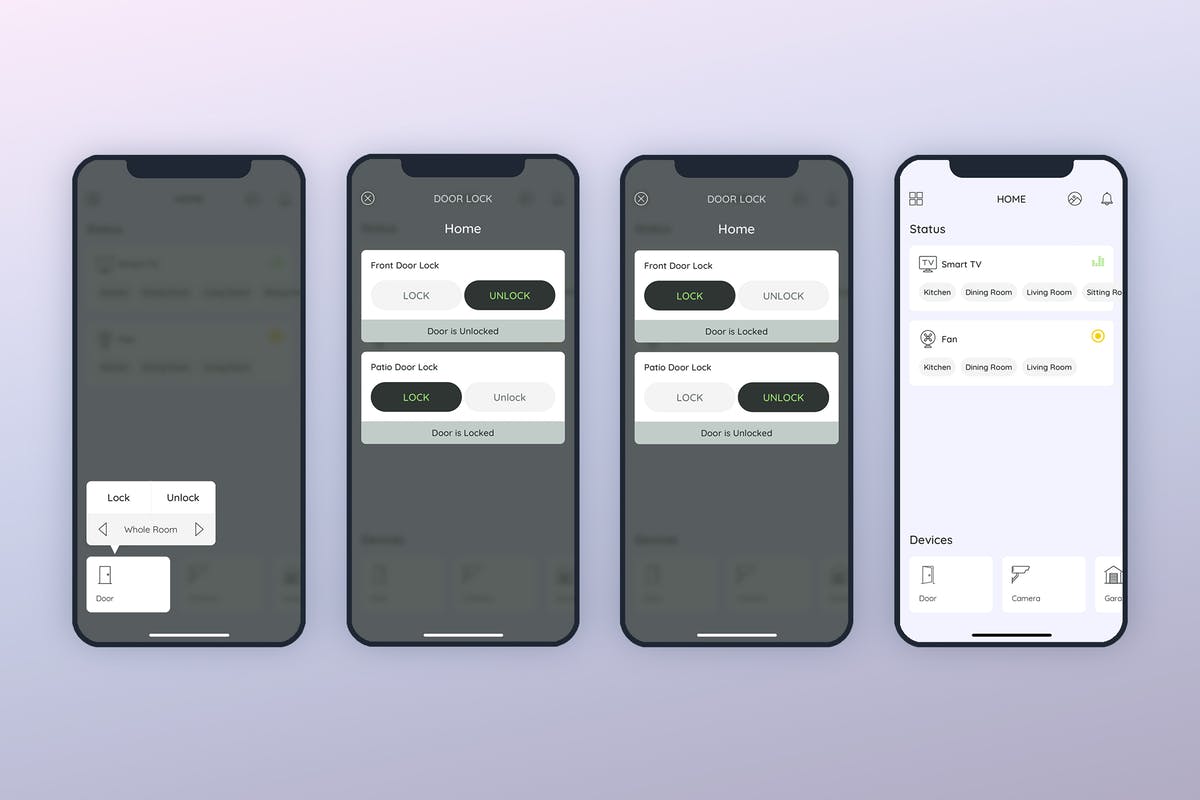 智能家居APP应用门锁控制界面UI模板 Door Smarthome Mobile UI – FP插图