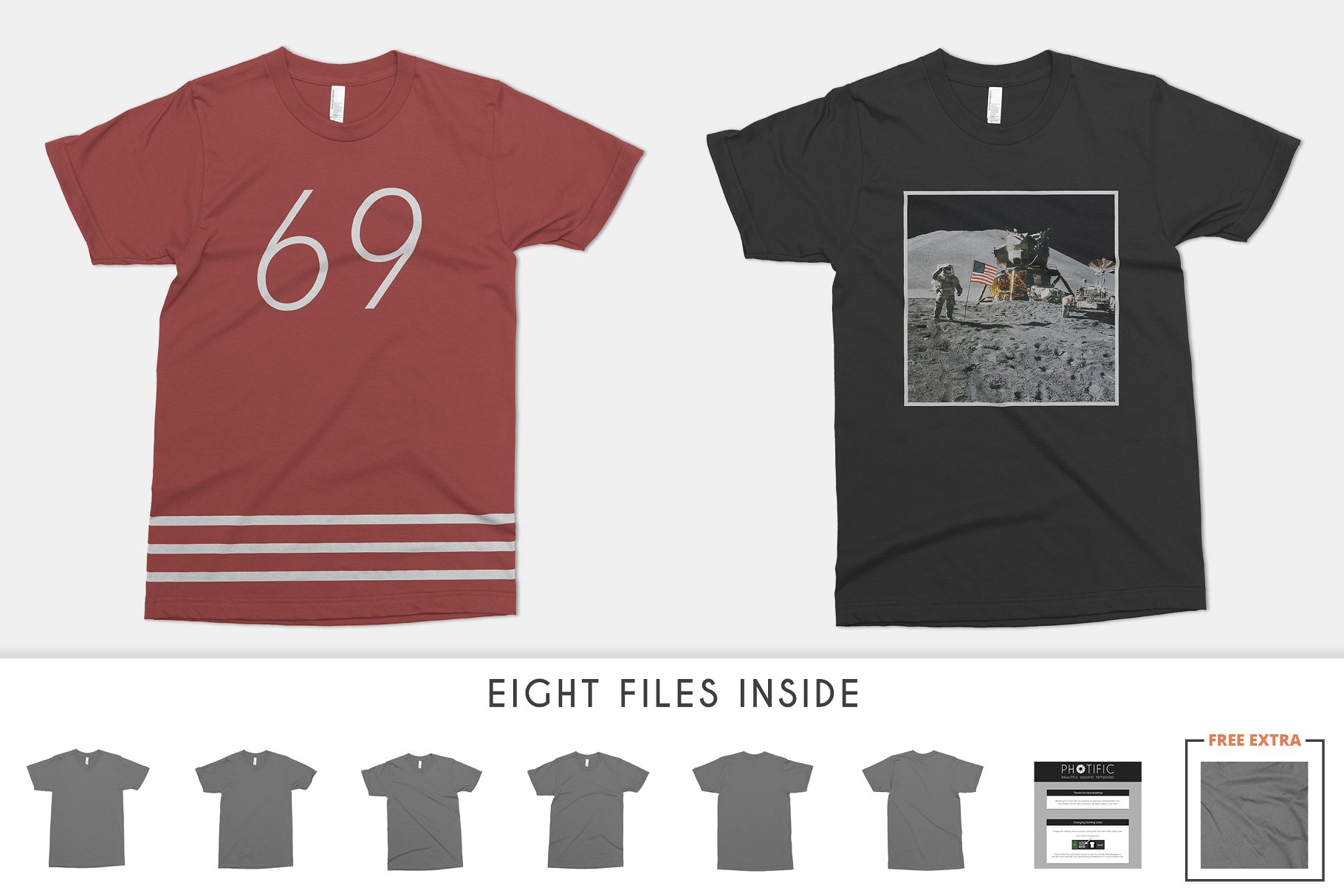 美式男士T恤样机模板 American Apparel 2001 Shirt Mockups插图(2)