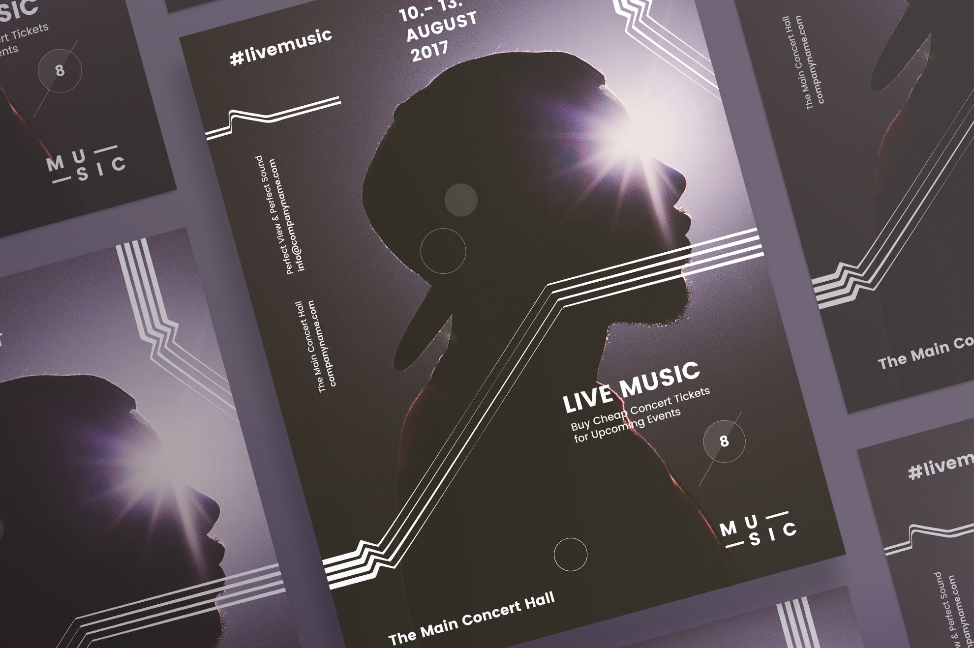 音乐会活动宣传传单和海报设计模板 Music Concert Flyer and Poster Template插图(2)