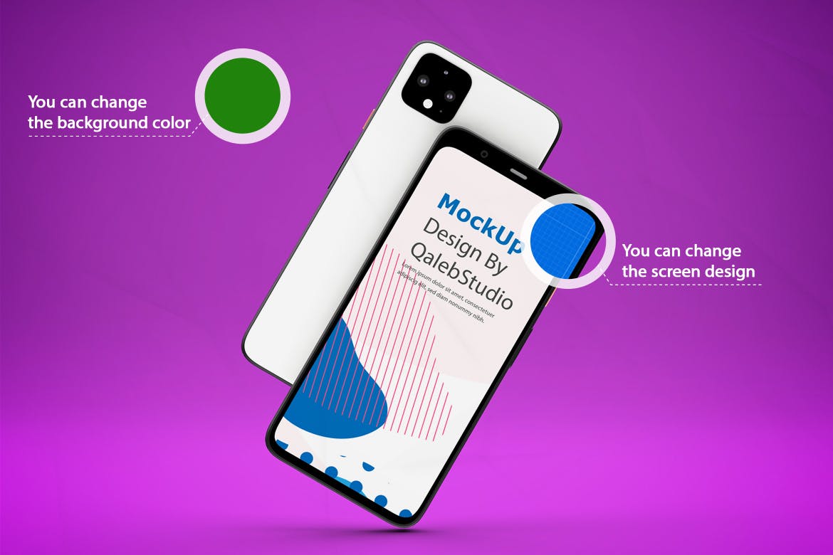 谷歌手机Pixel 4多种展示角度素材库精选样机模板 Pixel 4 Mockup插图(2)