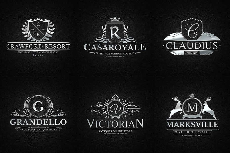 高端奢华的纹章Logo模板 Heraldic Crest Logos Vol.3插图(1)