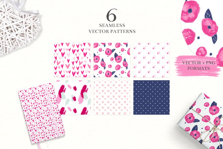 粉色爱情主题水彩插画元素 The True Love Design Collection插图(5)