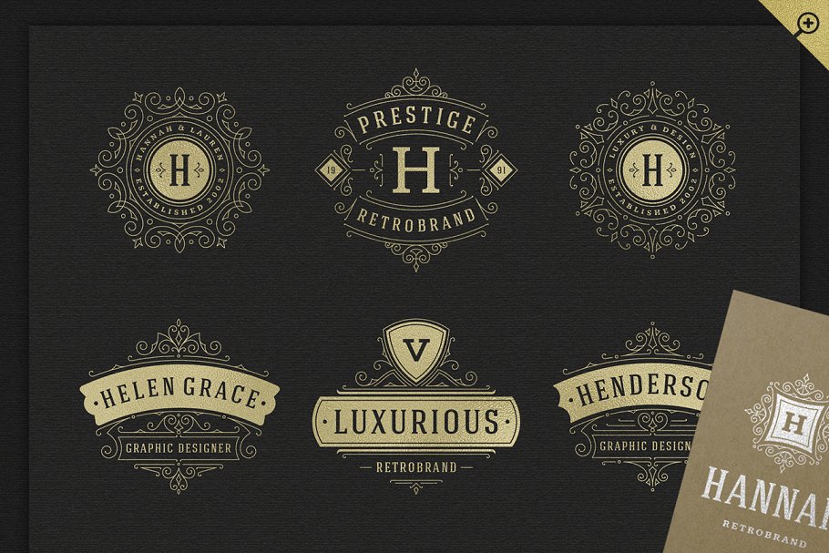 500个复古装饰风格Logo和徽章模板 500 ornaments logos & monograms插图(13)
