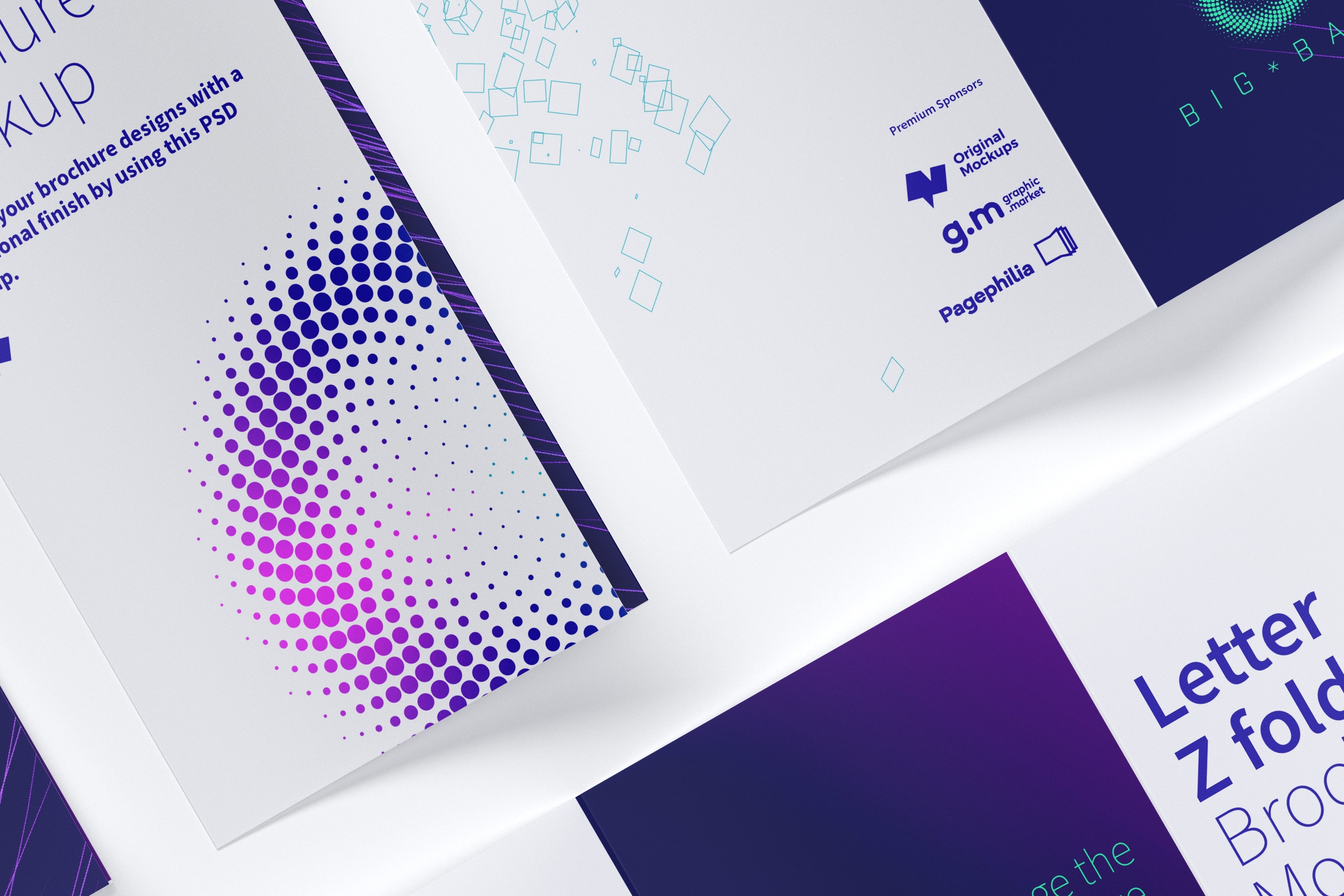 信纸规格三折页折叠小册子传单设计效果图样机05 Letter Z Fold Brochure Mockup 05插图(3)