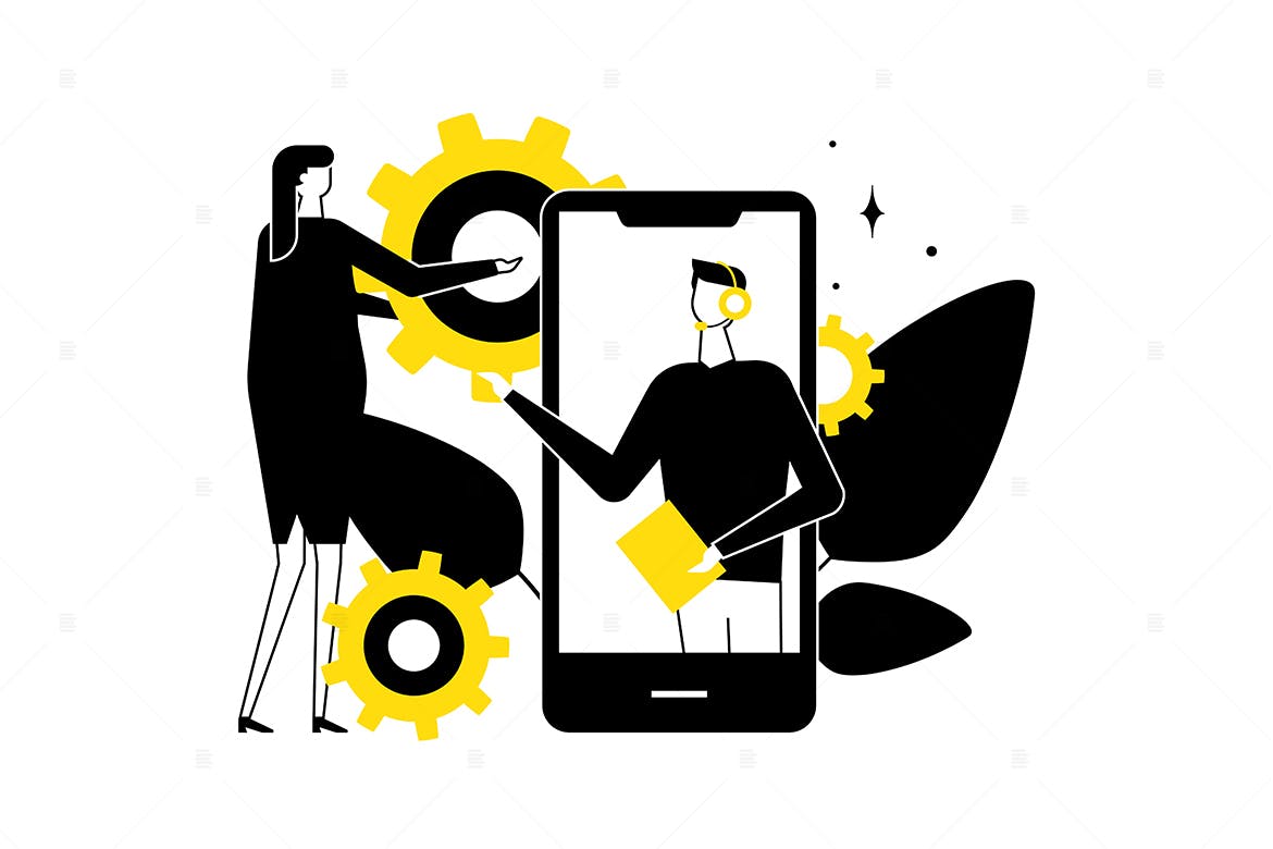 技术支持主题扁平设计风格矢量插画素材库精选 Technical support – flat design style illustration插图