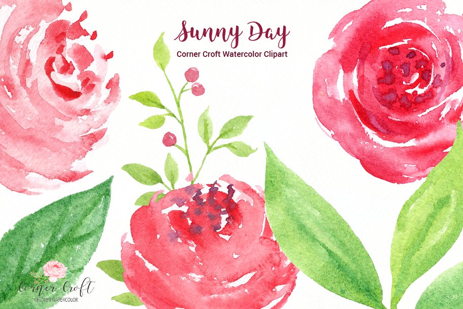 水彩条纹雨靴剪切画&水彩花卉 Watercolor Stripe Rain Boots插图(8)