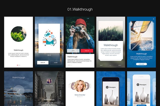 APP项目设计快速启动UI套件 Hexagon Mobile UI Kit插图(1)