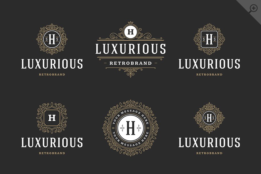 250款字母饰品组合装饰Logo模板 250 ornaments logos & monograms插图(10)