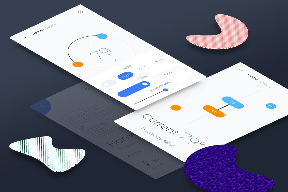 互联网智能家居气候调控面板UI套件2 Smart Home Climate 2 Mobile Ui插图