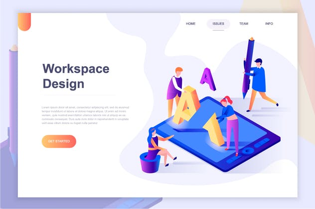 扁平设计风着陆页等距概念插画 Landing Page Templates Isometric Concept插图(1)