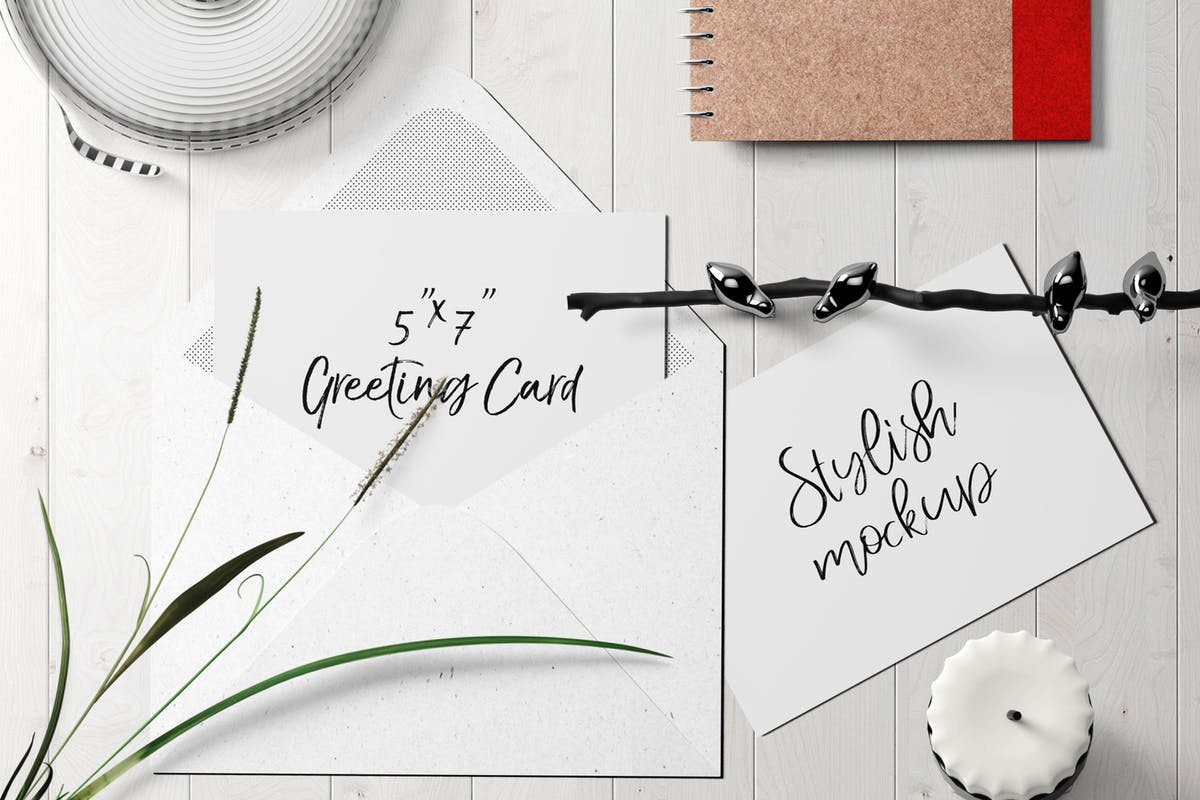 7×5贺卡/明信片样机套装2 7×5 Greeting Card / Postcard Mockup Set 2插图