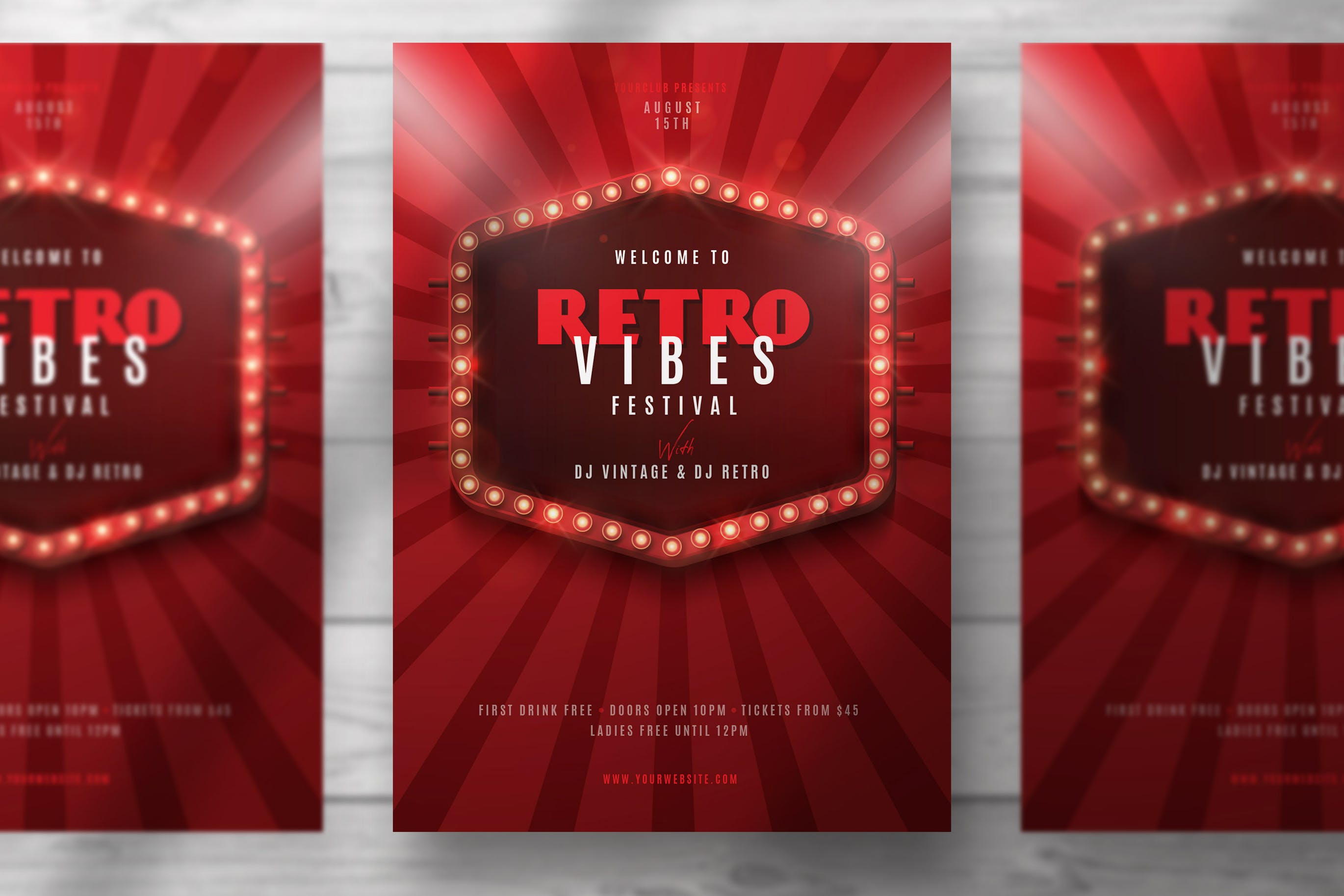 复古设计风格活动派对宣传单模板 Retro Party Flyer Template插图