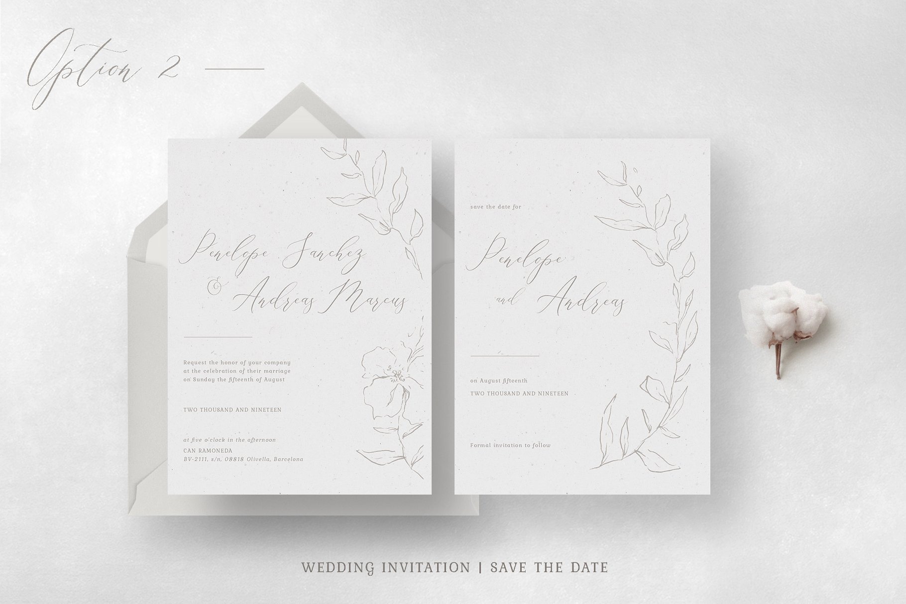 高雅花卉图案婚礼邀请函设计模板 Elegant Floral Wedding Suite插图(8)