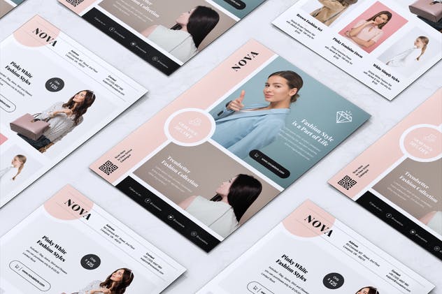 极简主义时尚行业品牌宣传传单设计模板 NOVA Minimal Fashion Flyer插图(2)