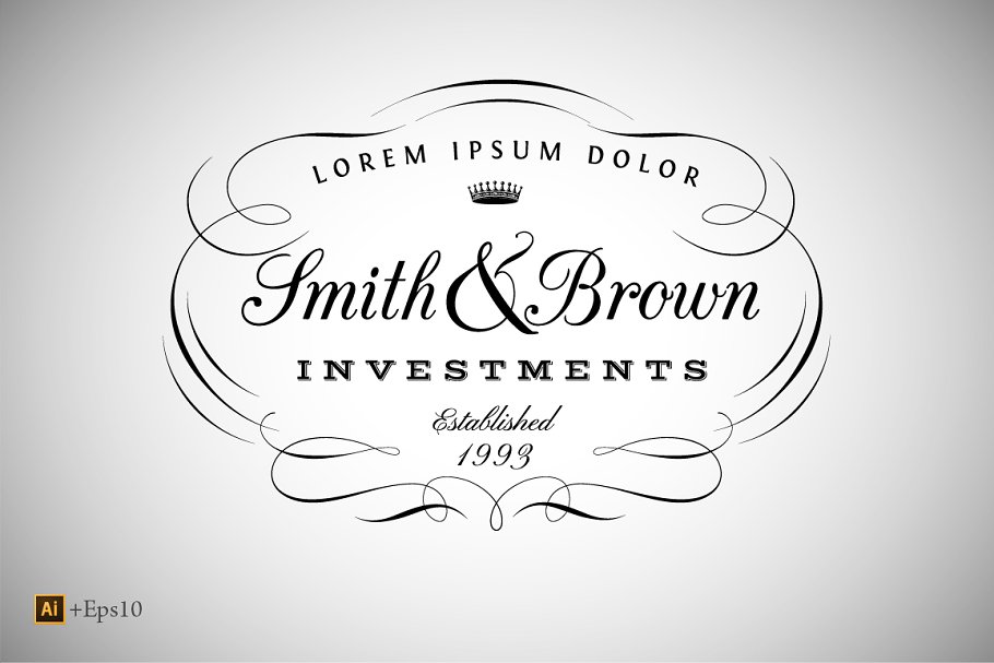 海报、葡萄酒复古书法标签  Vintage Calligraphic Label插图