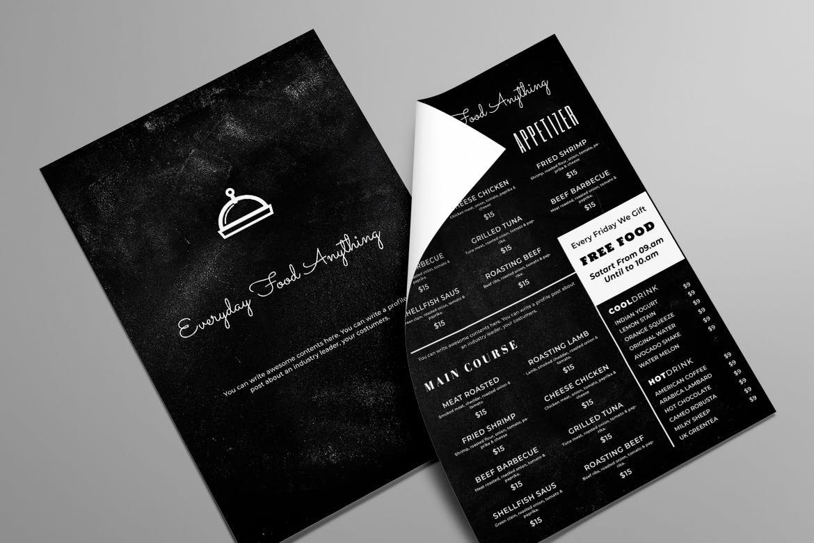 黑板画风格西餐厅素材库精选菜单模板v19 Blackboard Food Menu. 19插图(3)