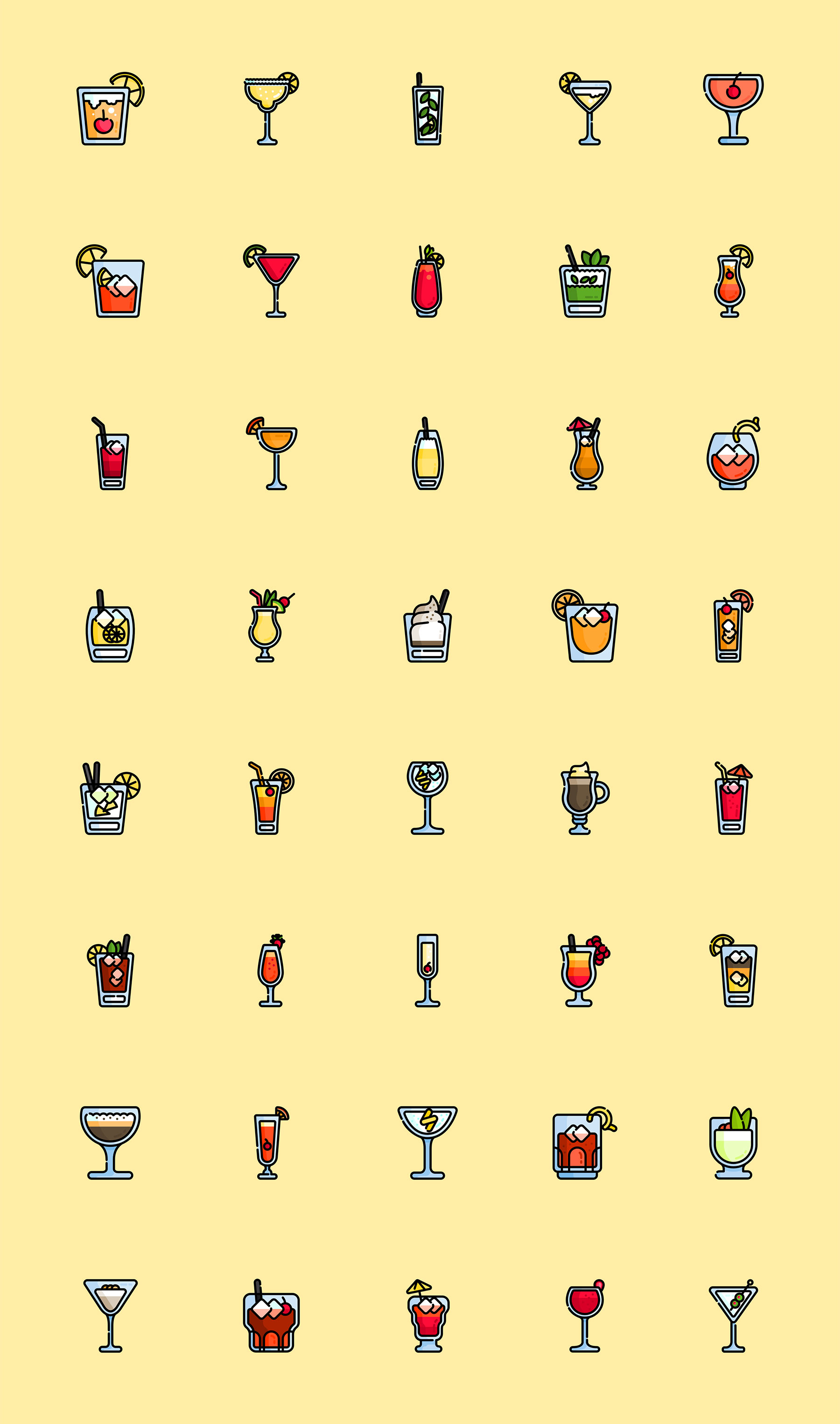 40 枚鸡尾酒图标