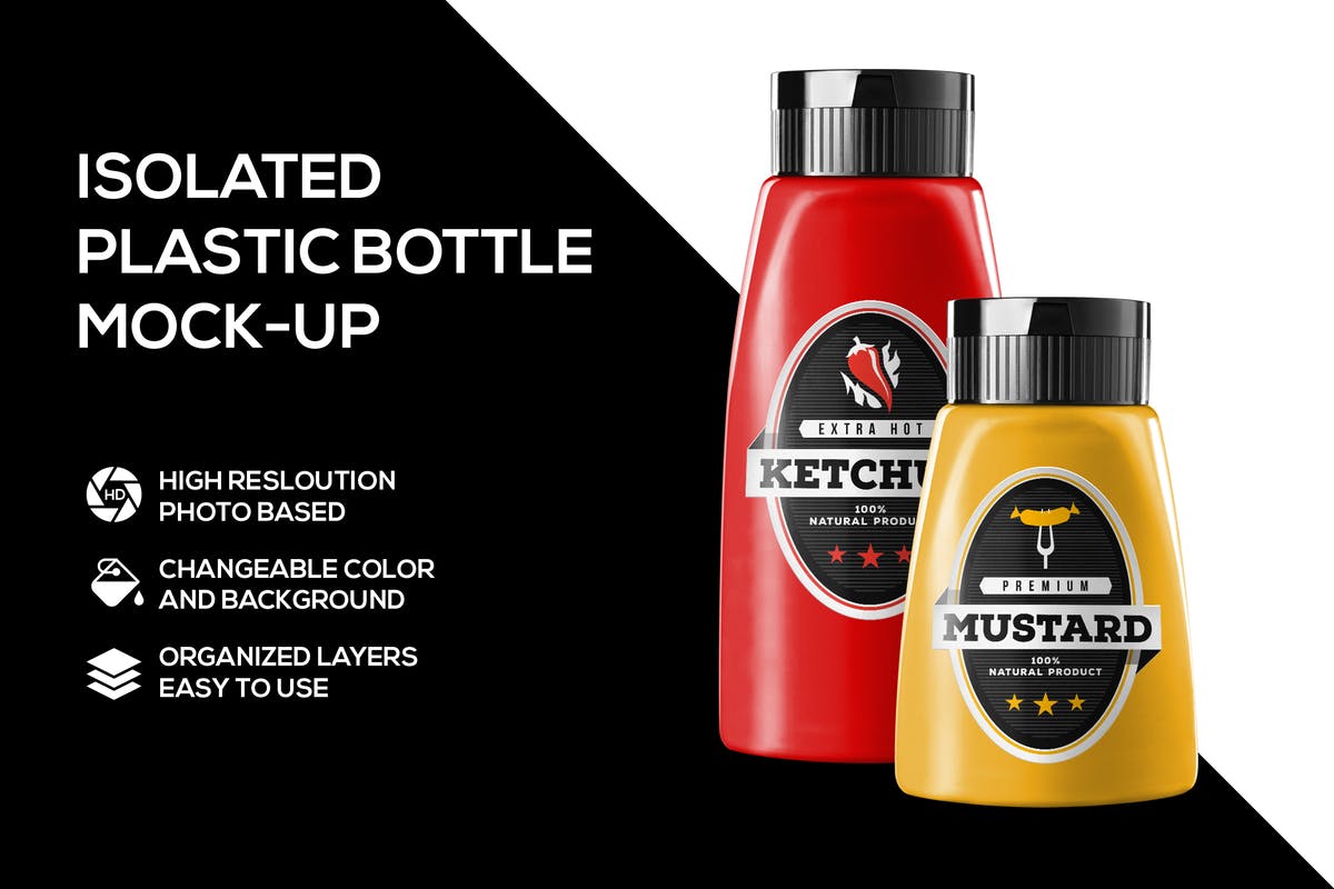 厨房酱料塑料瓶样机模板 Plastic bottle mockup插图