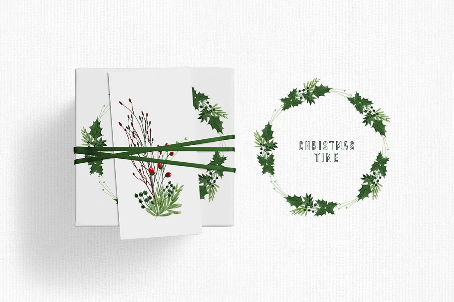 圣诞节主题手绘花卉素材集 Christmas Time Collection插图(1)