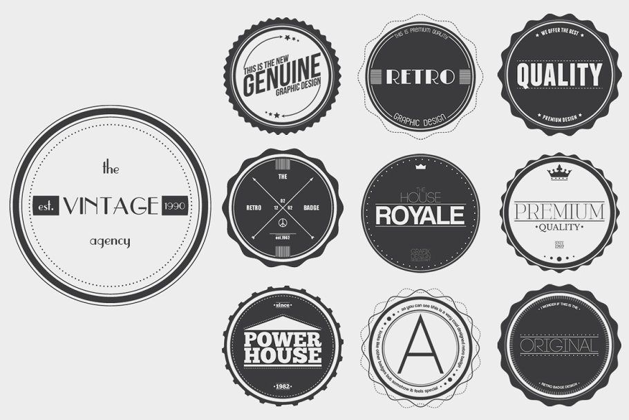 复古黑白配色徽章Logo模板V.2 Vintage Badges Vol.2插图(3)