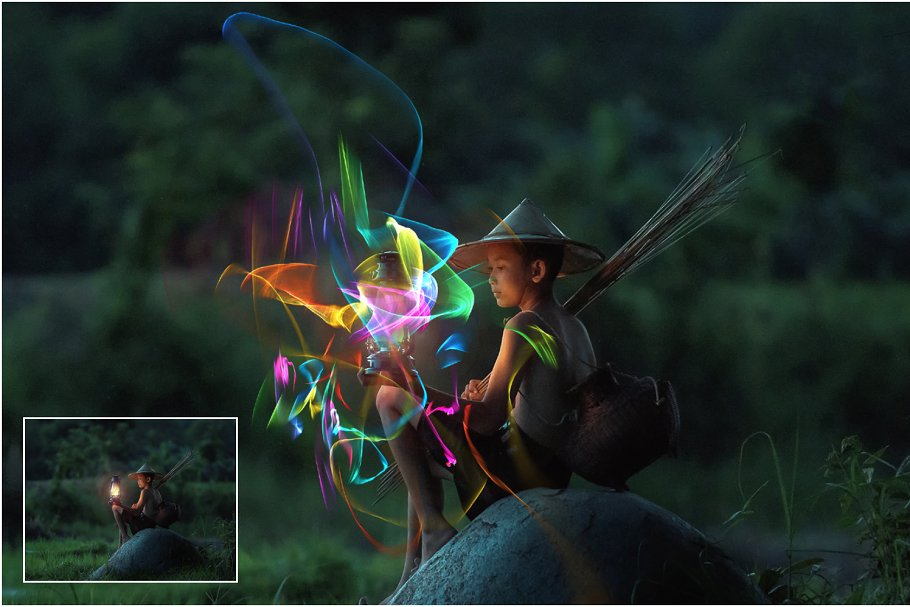 5K高清彩虹光线叠层背景 5K Rainbow Lights Overlays插图(1)