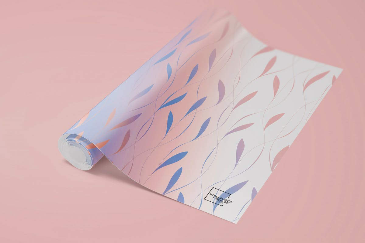 墙纸设计卷轴PSD样机1 Wallpaper Rolled PSD Mockups 01插图