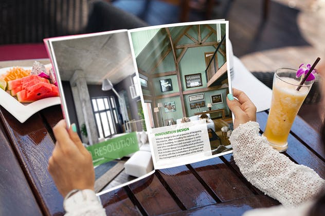 下午茶场景杂志样机模板 Magazine Mock-Up Glamour Edition插图(7)